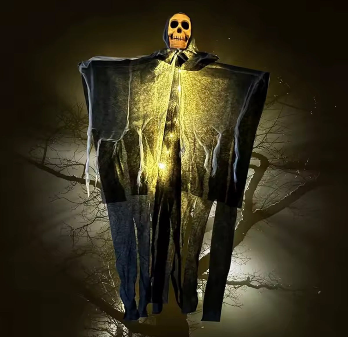 Hanging Skeleton Ghost – Light-Up Halloween Tree & Porch Decoration