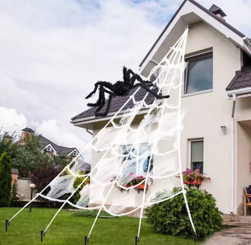 Giant Spider Web – 16 ft Halloween Outdoor Yard Decoration (Black or White)