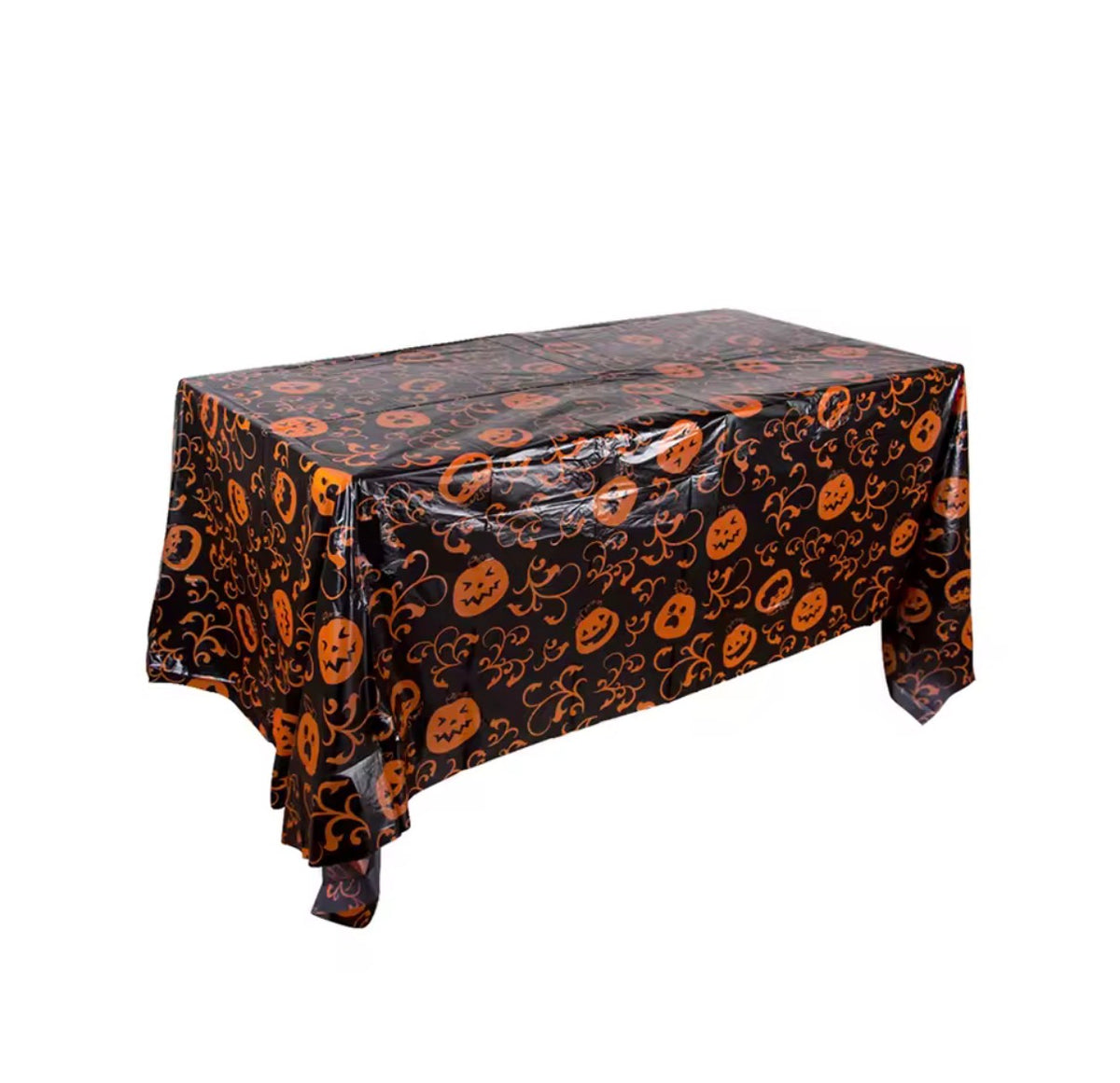 Halloween Tablecloth – Pumpkin, Ghost & Haunted House Plastic Table Cover (51" x 87")