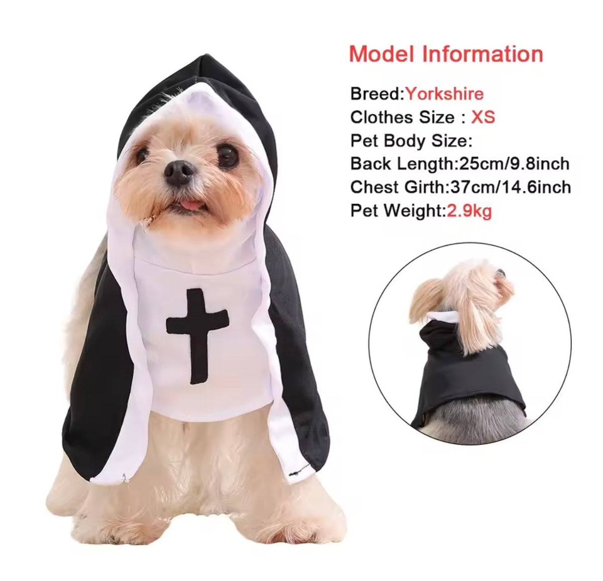 Pet Nun Costume – Funny Halloween Outfit for Cats & Small Dogs
