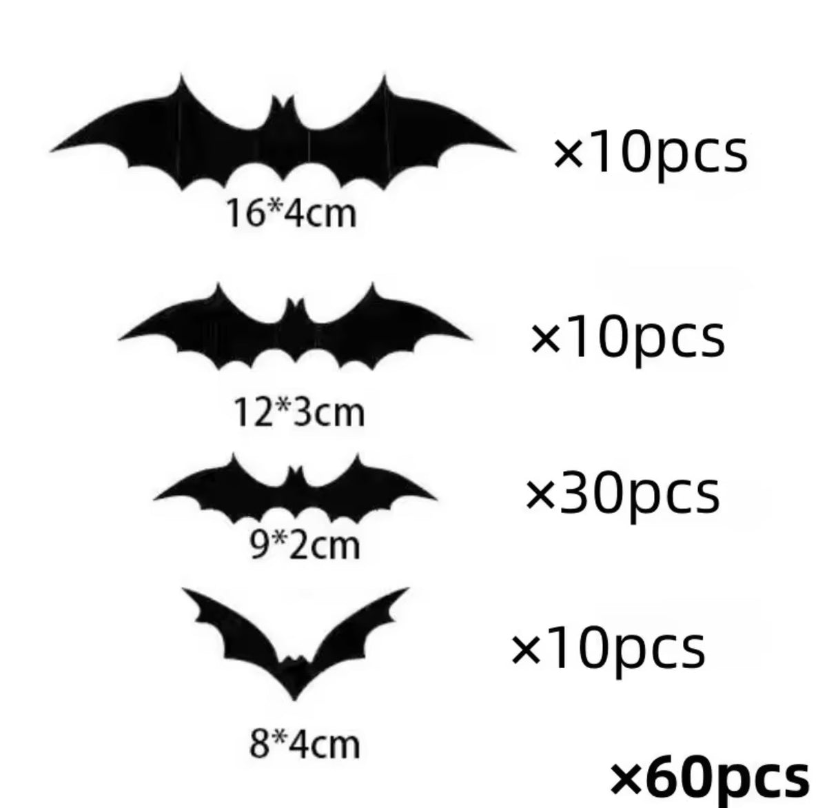 3D Bat Wall Stickers – Halloween Flying Bats Decoration (60 or 120 pcs)