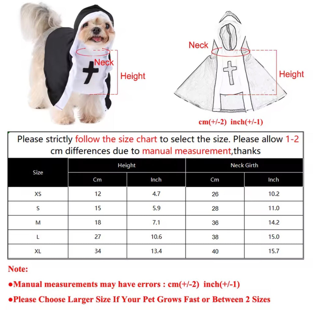 Pet Nun Costume – Funny Halloween Outfit for Cats & Small Dogs