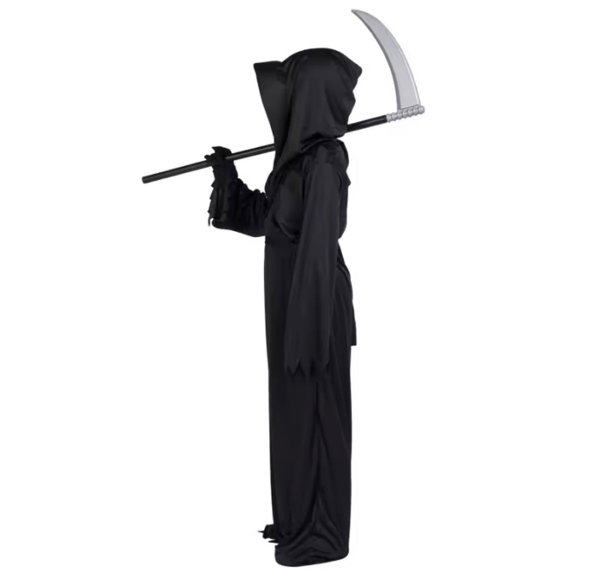 Grim Reaper Costume – Faceless Hooded Robe with Scythe, Gloves & Belt