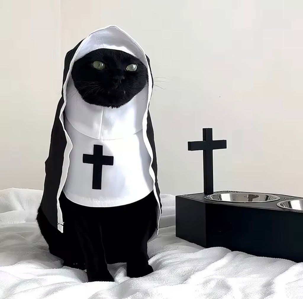 Pet Nun Costume – Funny Halloween Outfit for Cats & Small Dogs