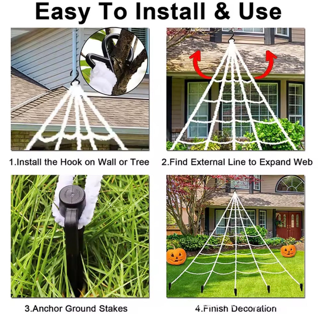 Giant Spider Web – 16 ft Halloween Outdoor Yard Decoration (Black or White)