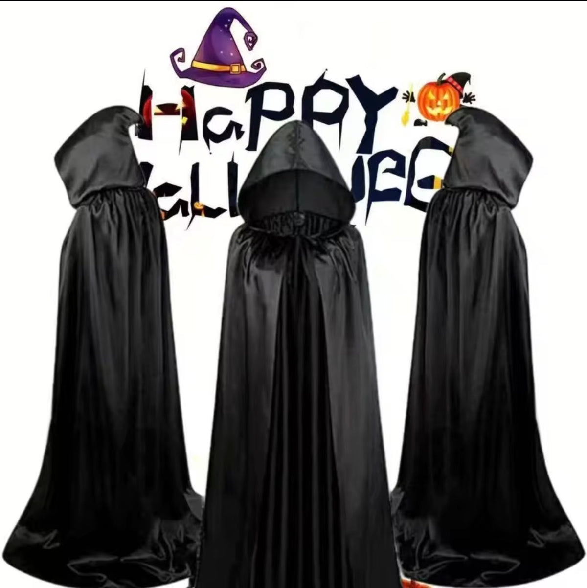 Hooded Black Cloak – Unisex Witch, Wizard & Vampire Halloween Cape