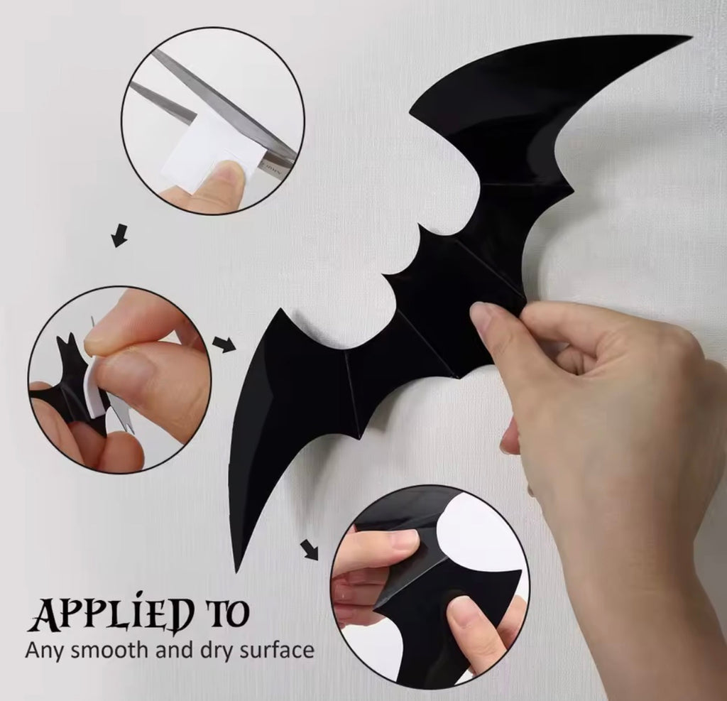 3D Bat Wall Stickers – Halloween Flying Bats Decoration (60 or 120 pcs)