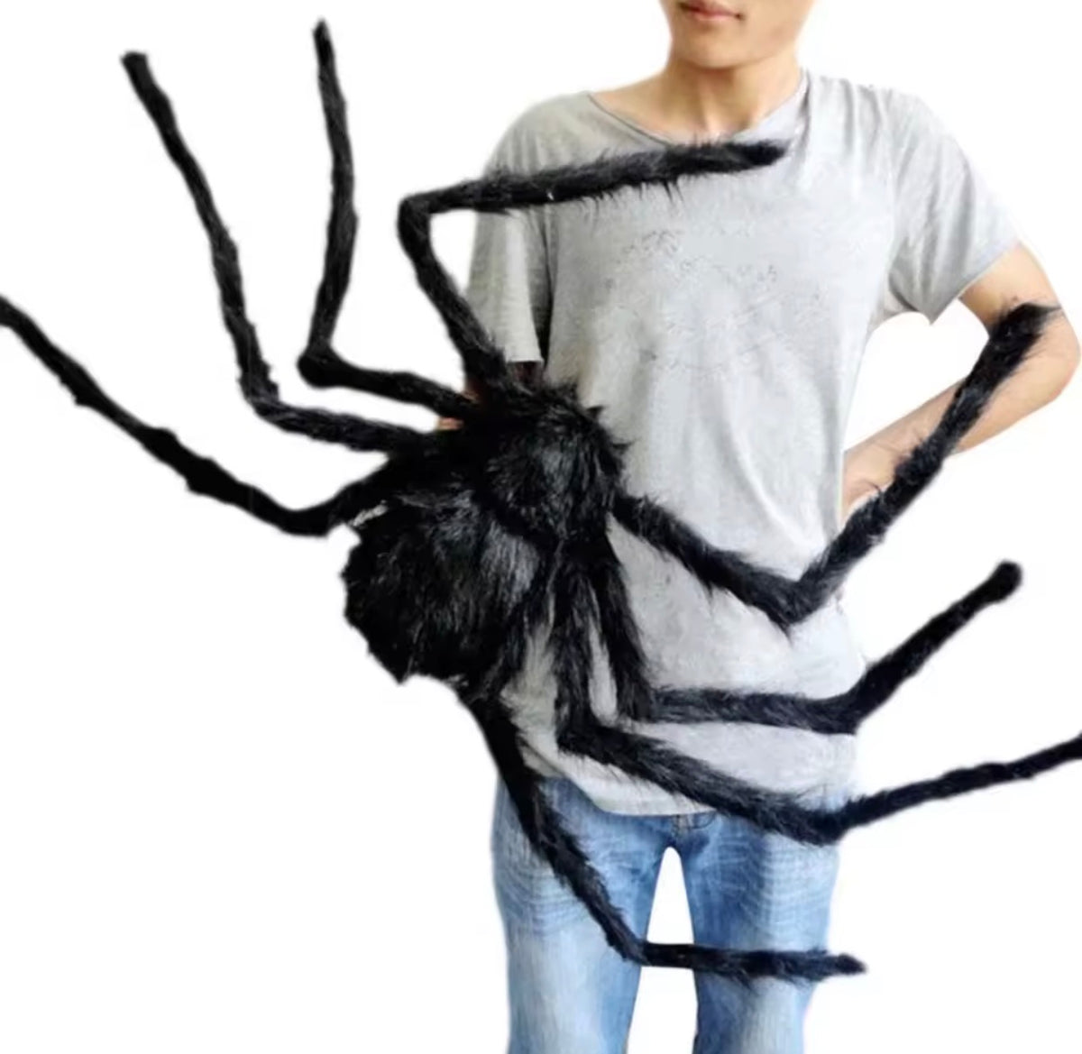 Giant Plush Spider – Hairy Halloween Spider with Bendable Legs (20" to 79")