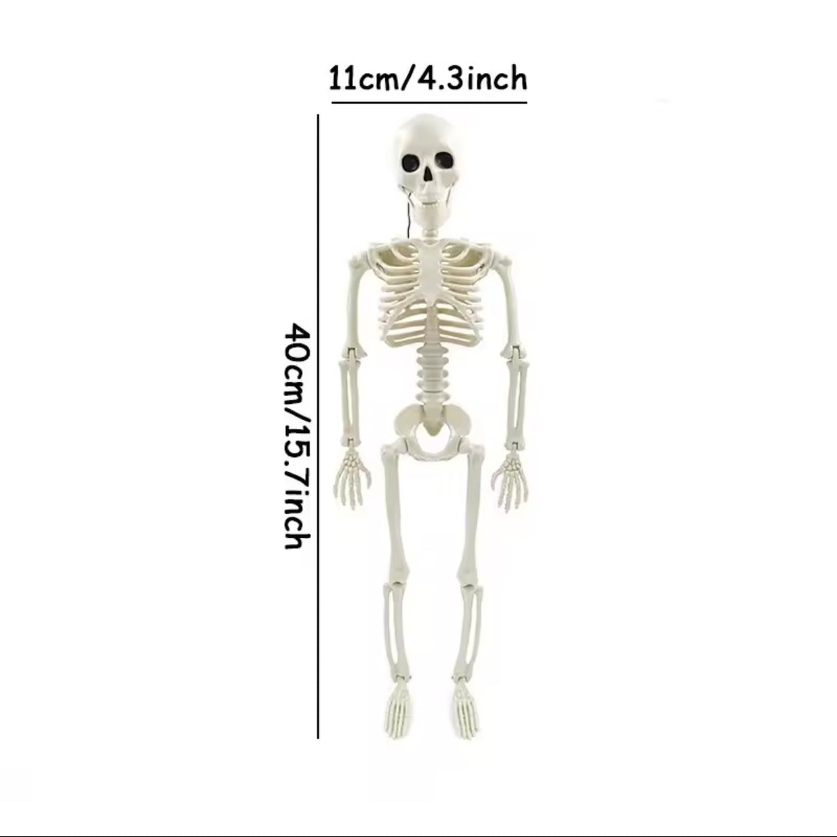 Posable Skeleton Decoration 16" – Halloween Mini Skeleton Prop for Table, Porch & Shelf