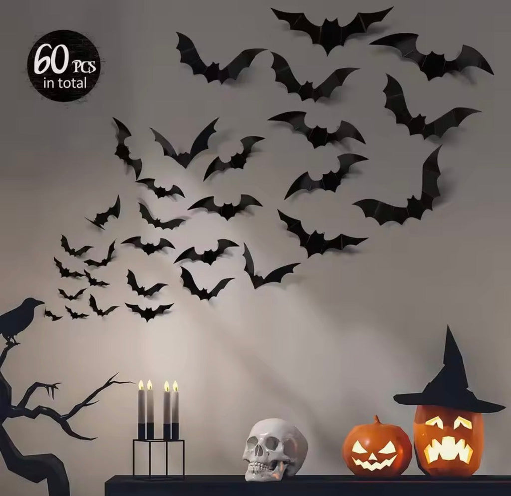 3D bat stickers on a wall