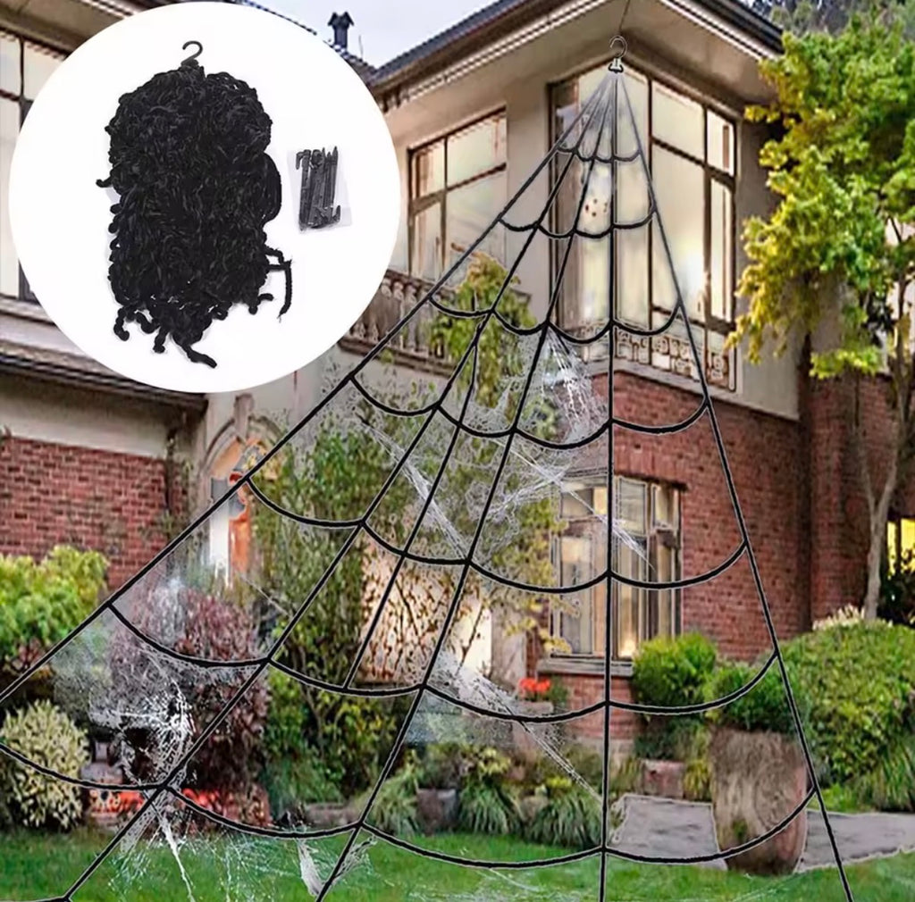 Giant Spider Web – 16 ft Halloween Outdoor Yard Decoration (Black or White)
