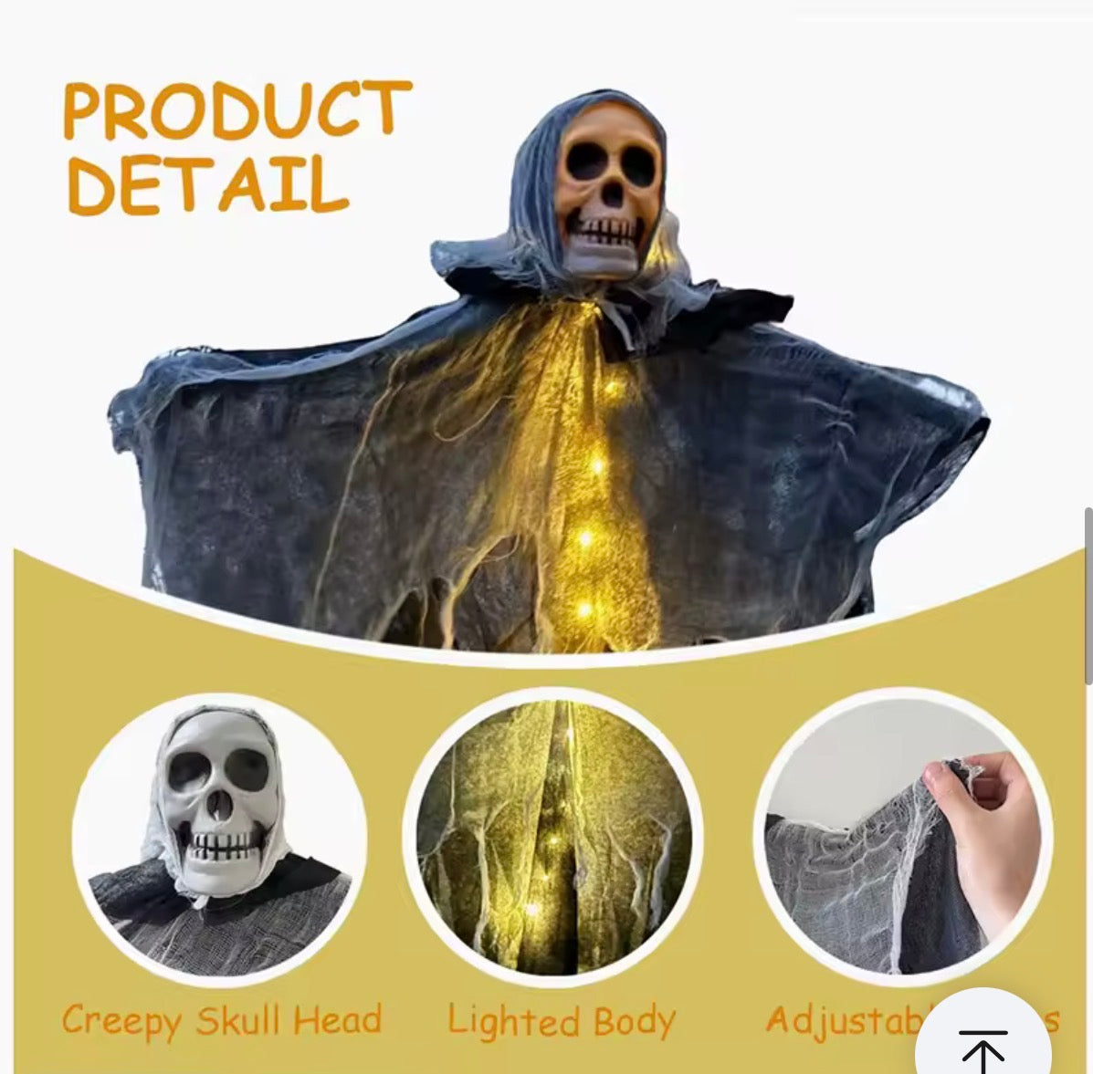 Hanging Skeleton Ghost – Light-Up Halloween Tree & Porch Decoration