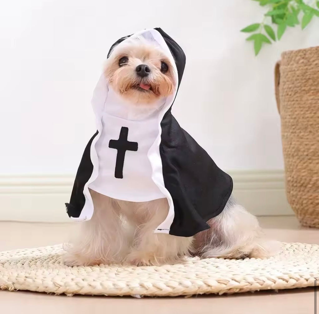 Pet Nun Costume – Funny Halloween Outfit for Cats & Small Dogs