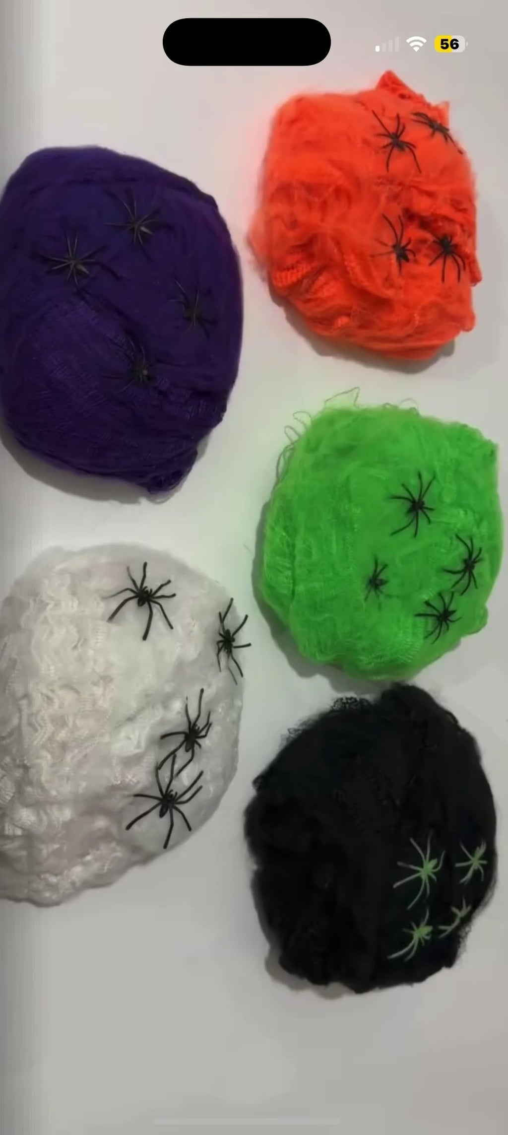 Stretchy Spider Web with Spiders – Halloween Cobweb Decoration (5 Colors)